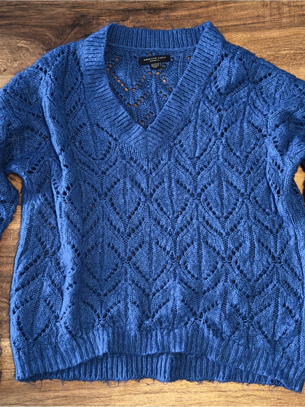American Eagle Blue Knit V-Neck Sweater